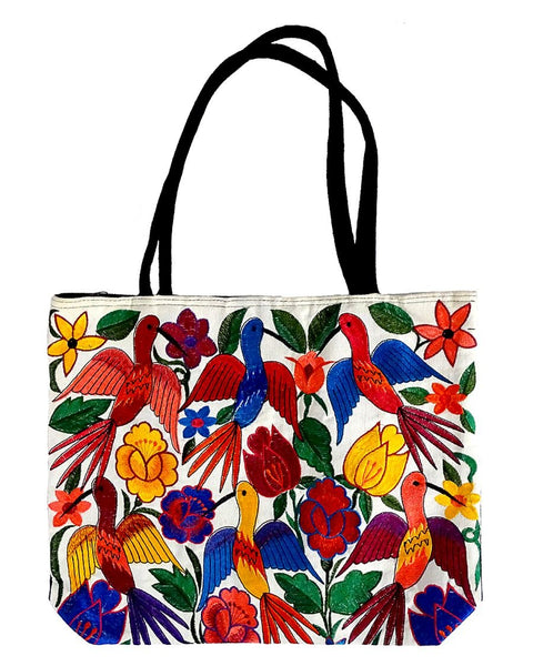 Hummingbird Embroidered Tote