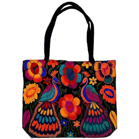 Peacock Embroidered Tote