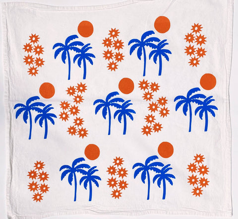White Palm Sunset Tea Towel