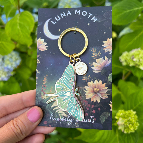 Luna Moth Hard Enamel Keychain - Glow in the Dark!