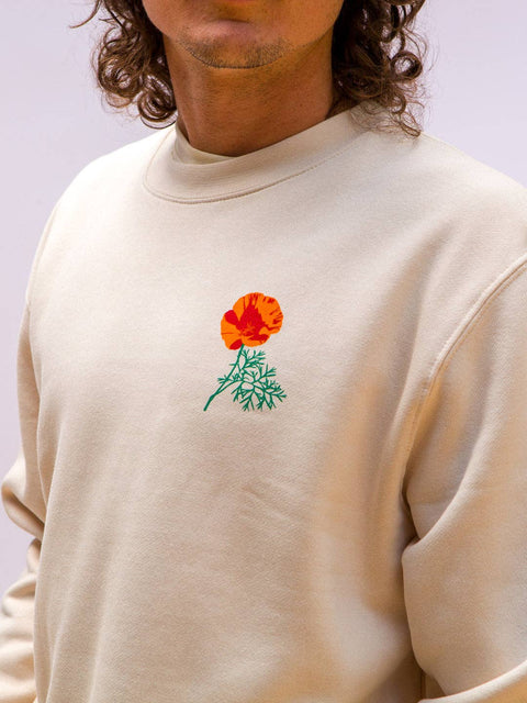 Poppy Flower Crewneck Sweatshirt Cream