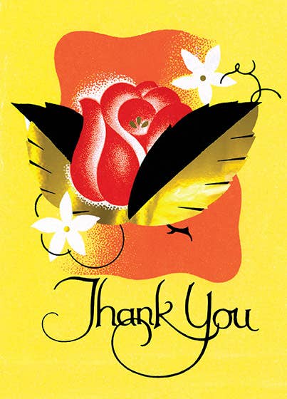 Thank You with a Red Rose - Thank You Card