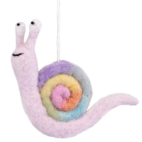 Pastel Rainbow Snail Felt Ornament