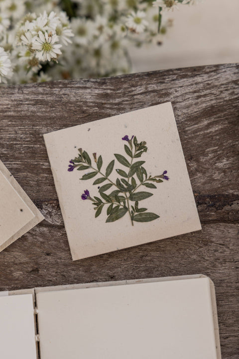 Handcrafted Note Card with Pressed Flowers