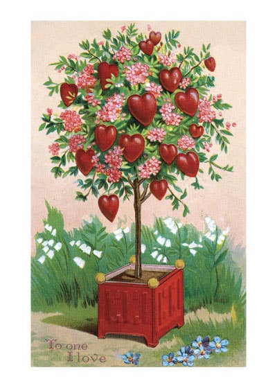 Hearts and Flowers on a Little Tree - Valentine's Day Card