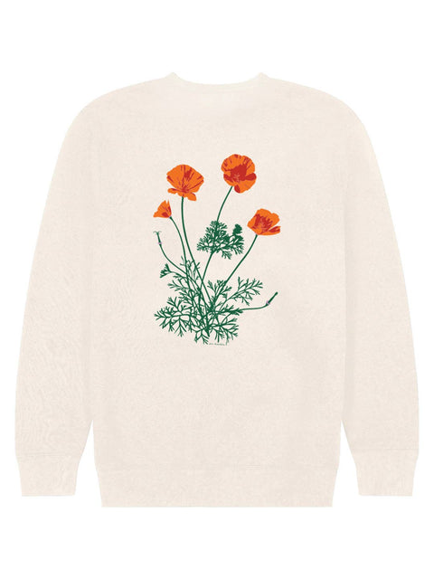 Poppy Flower Crewneck Sweatshirt Cream