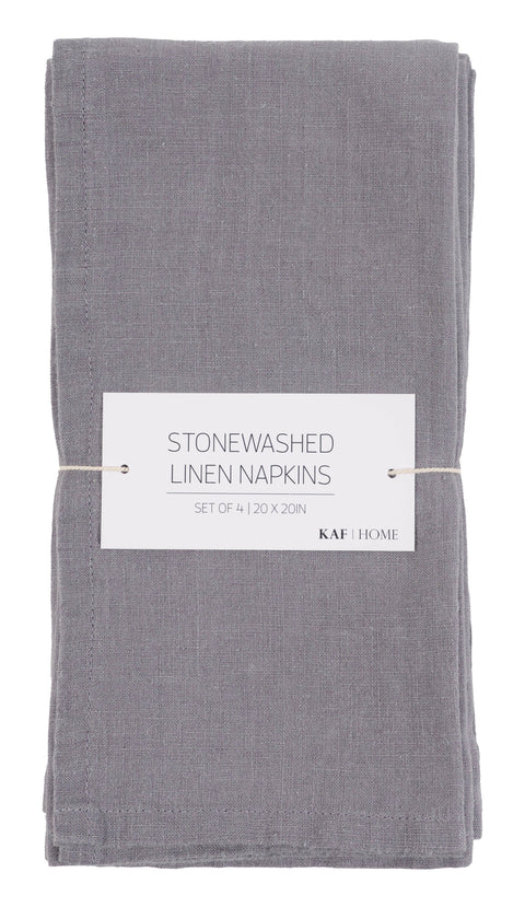 Stone Washed Linen Napkins - Set Of 4