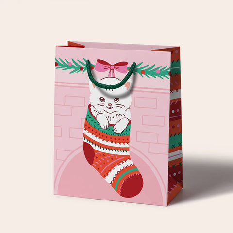 Stocking Kitten Gift Bag