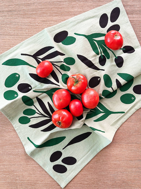 Olive Toss Tea Towel