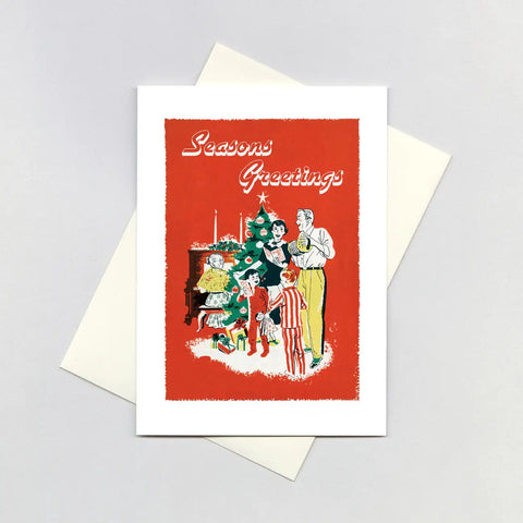 Fifties Family Singing Carols - Christmas Card