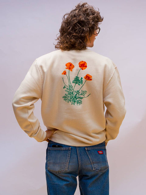 Poppy Flower Crewneck Sweatshirt Cream