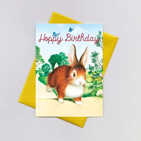 Hopping Bunny Birthday Wishes - Birthday Card