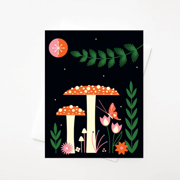 Mushrooms and Flowers Card