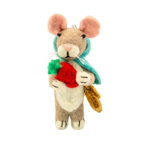 Foraging Mouse Felt Ornament