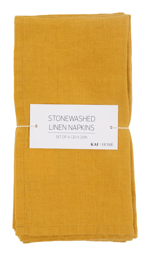 Stone Washed Linen Napkins - Set Of 4