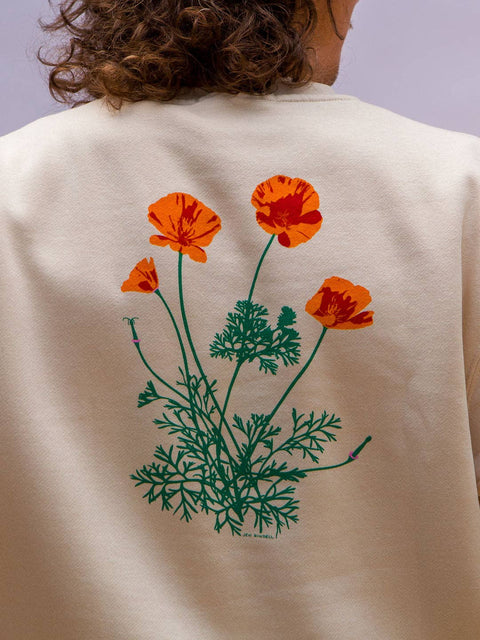 Poppy Flower Crewneck Sweatshirt Cream