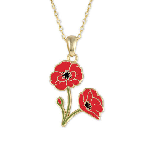 Poppy Flower Necklace – August Birth Flower