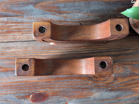 Vintage MCM 2 Tier Wooden Candlestick Holders - Set