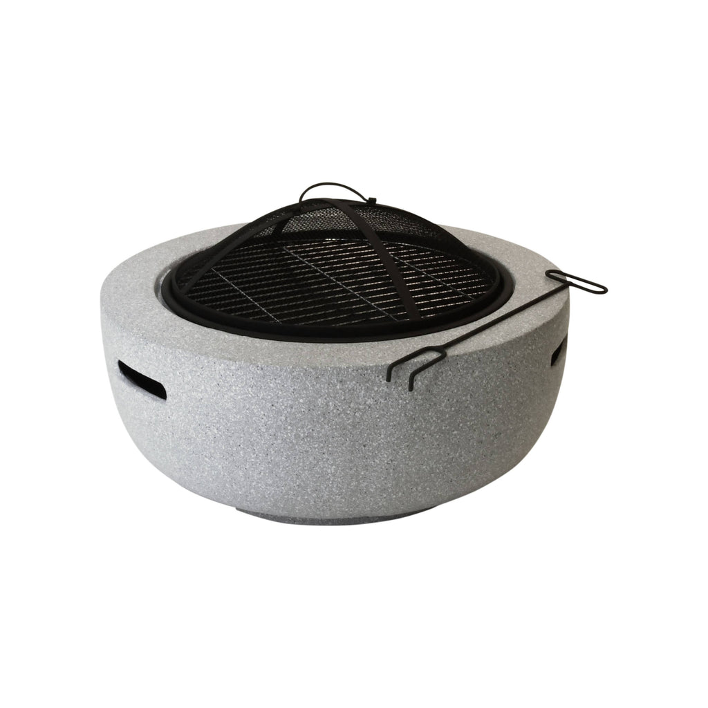 MgO Round Fire Bowl w/Spark Screen & Tool