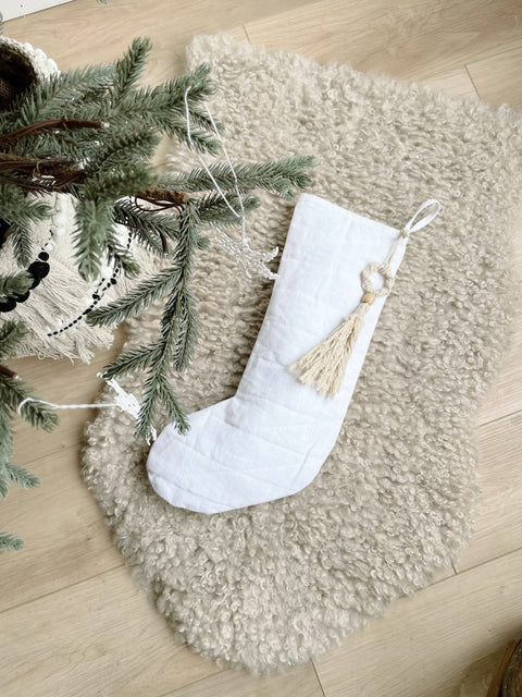 Linen Blend Christmas Stocking