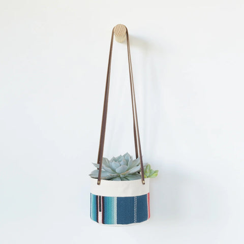 Good Co. Canvas Hanging Planter Medium in blue stripe