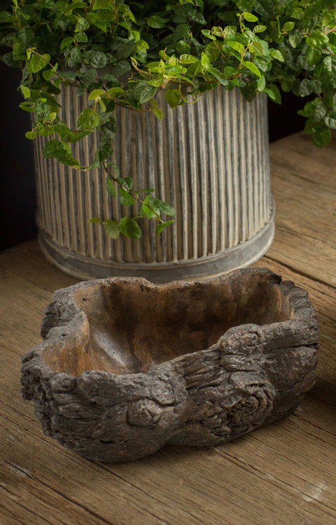 Cement Burled Bark Planter