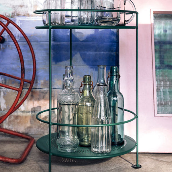 Fermob Guinguette Side Table with glass bottles