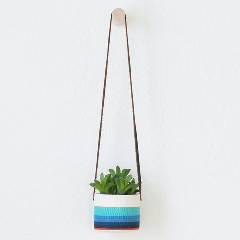 Good Co. Canvas Hanging Planter Small in blue and red white and black stripes