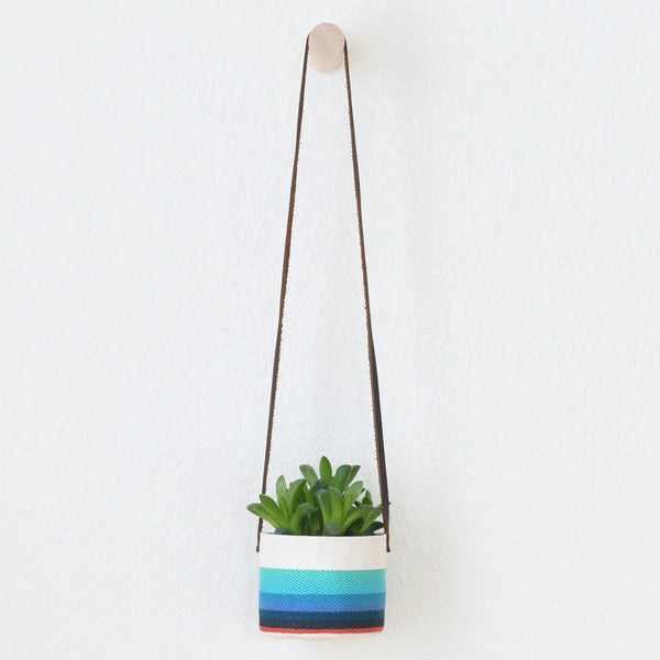 Good Co. Canvas Hanging Planter Small in blue and red white and black stripes